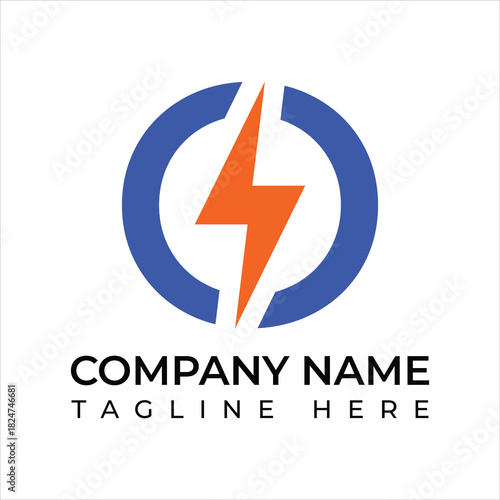 Dynamic electric logo concept with lightning bolt and circular design for modern energy company branding, conveying power, innovation, and sustainable solutions
