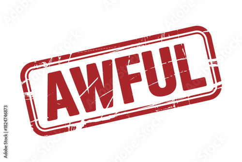 A red rubber stamp with the word AWLFUL printed on it on a white background.