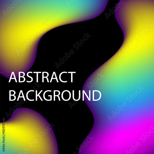 Colorful abstract background smooth gradient fluid shapes in neon tones on black backdrop