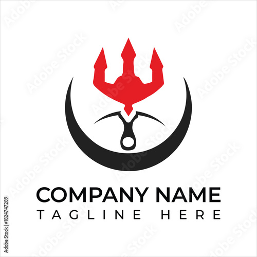 Bold trident logo design for your company branding, a powerful symbol of strength and authority, ideal for security, gaming, or maritime businesses
