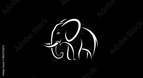 Elegant Elephant Illustration with Minimalist Design and Striking Contrast for Graphic Projects