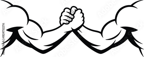 Arm Wrestling Strength Challenge Illustration Vector.
