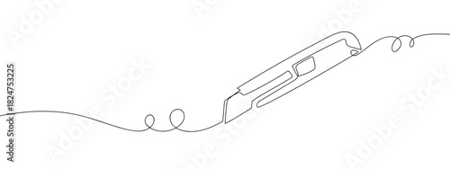 Paper cutter in one continuous line line design vector illustration Editable stroke.