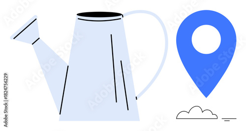 Gardening concept. Watering cans and gardening activities inspire creative landscaping ideas. Gardening contributes to sustainable living, urban farming, and plant care inspiration. For eco-friendly