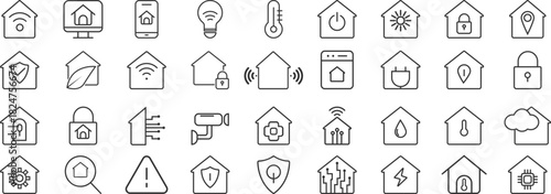 Smart home icon set. Collection of smart house with automation control system vector illustration and Technology concept.