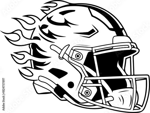American football helmet vector illustration showing protective sports equipment
