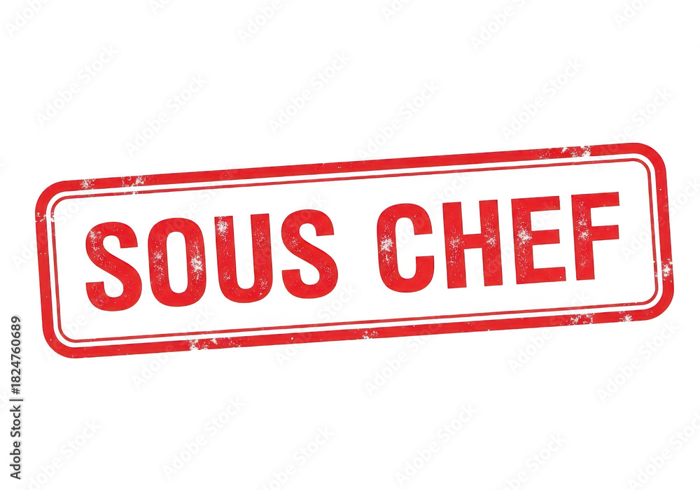 Fototapeta premium Sous chef red grunge rubber stamp isolated on transparent background