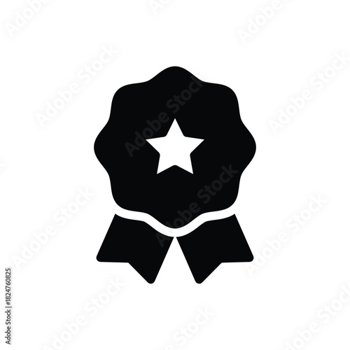 Award rosette excellence symbol with star solid icon vector design good for web or mobile app