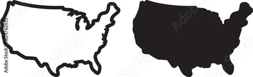 Outline and Silhouette of the United States Map America