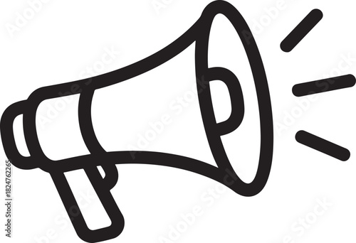Outline of a Megaphone with Sound Waves loudspeaker announcement