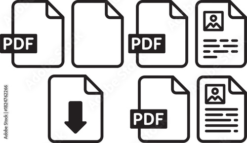 PDF document and file icons with white background Keywords: PDF, document, file, paper, page