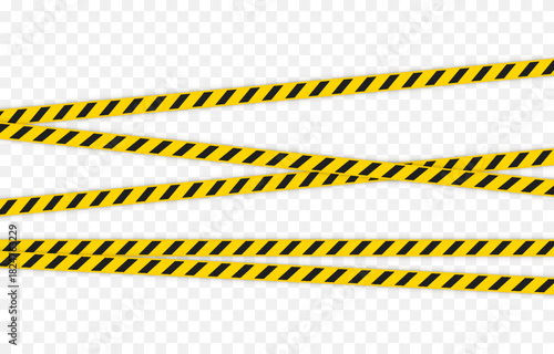 Yellow caution tape with black stripes. Caution tape PNG. Caution tape for marking hazardous areas on a transparent background.