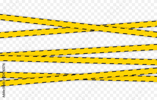 Yellow caution tape with black stripes. Caution tape PNG. Caution tape for marking hazardous areas on a transparent background.