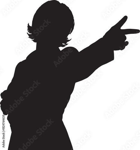 Dramatic person points finger boldly silhouette vector
