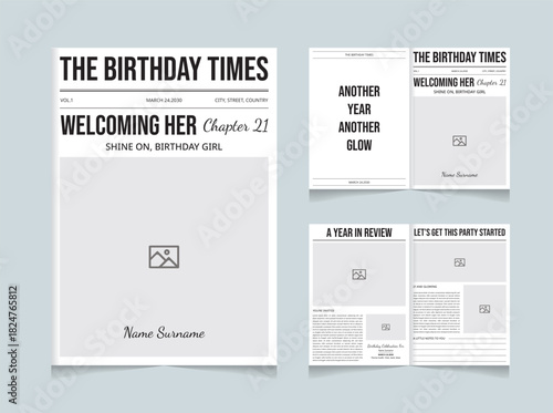 Personalized Birthday Newspaper Template | Custom Birthday Story Printable Layout