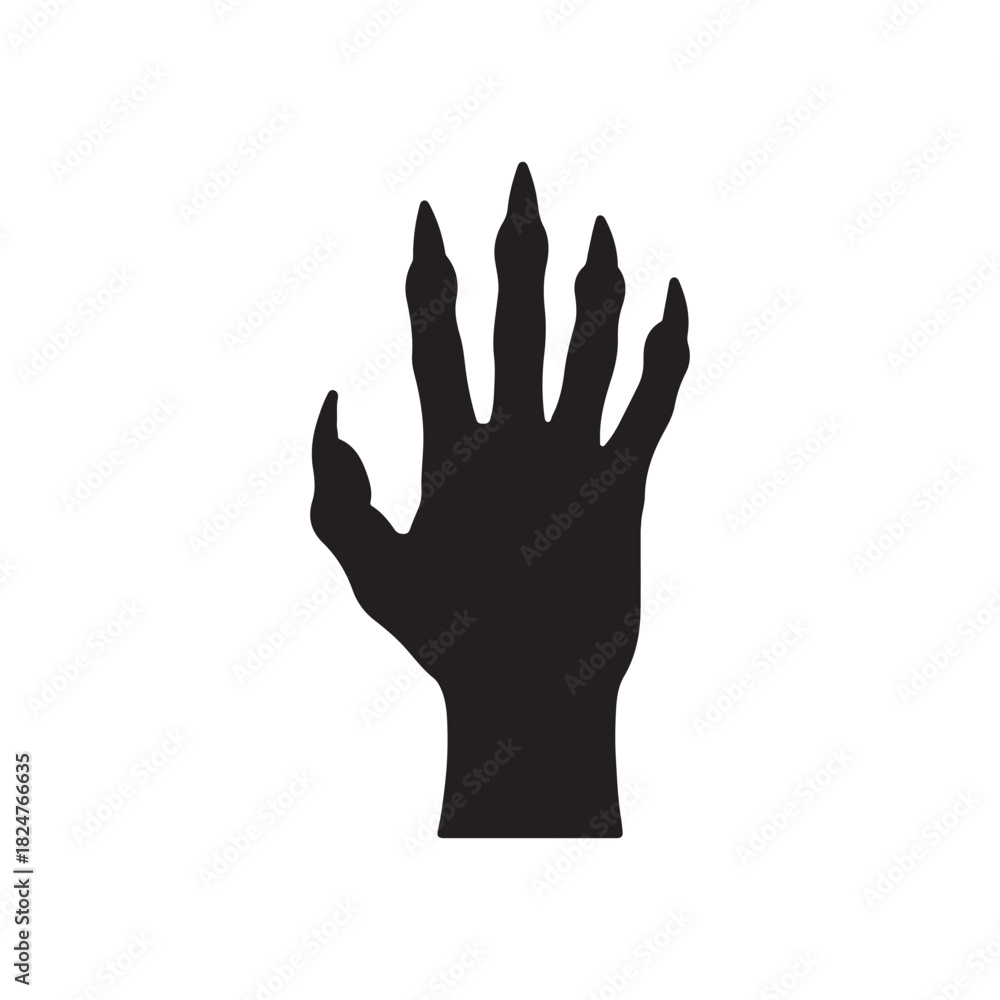 Fototapeta premium Creepy hand silhouette icon vector flat design