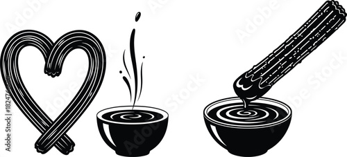 Churro Heart With Chocolate Dipping Silhouette