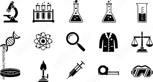 Vector art of science and laboratory icons set
