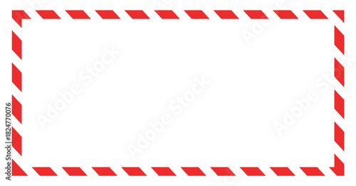 Red striped frame on transparent background