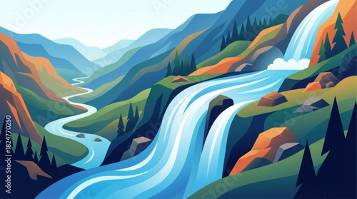 Mountain River Cascading