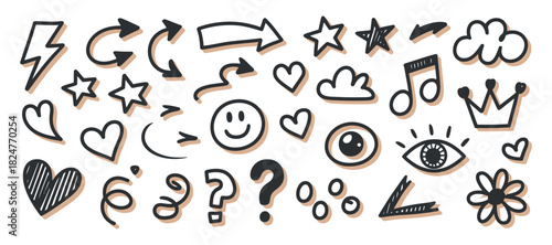 Hand Drawn Doodle Elements for Decoration