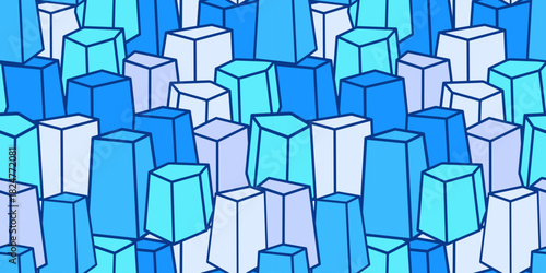 seamless pattern with abstract geometric ice blocks or glacier elements in blue and purple shades cold winter background or decorative wallpaper