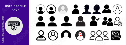 User Profile Icons Pack, avatar illustrations, team member symbols, account identification graphics, community profile icons for apps, websites, HR systems, communication tools, and social platforms
