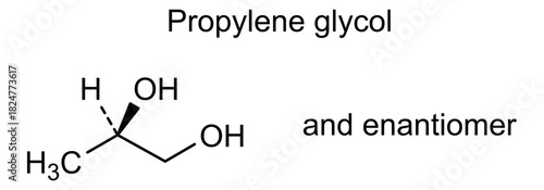 Propylene glycol, chemical structure of propylene glycol, drug substance