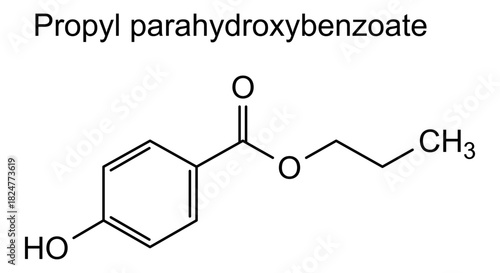 Propyl parahydroxybenzoate, chemical structure of propyl parahydroxybenzoate, drug substance