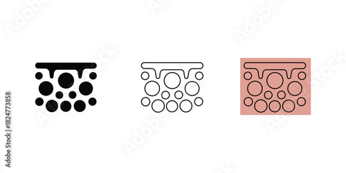 Clean Skincare Pore Illustration Set. Simple Solid & Line Icons for Beauty and Skin Treatment Designs