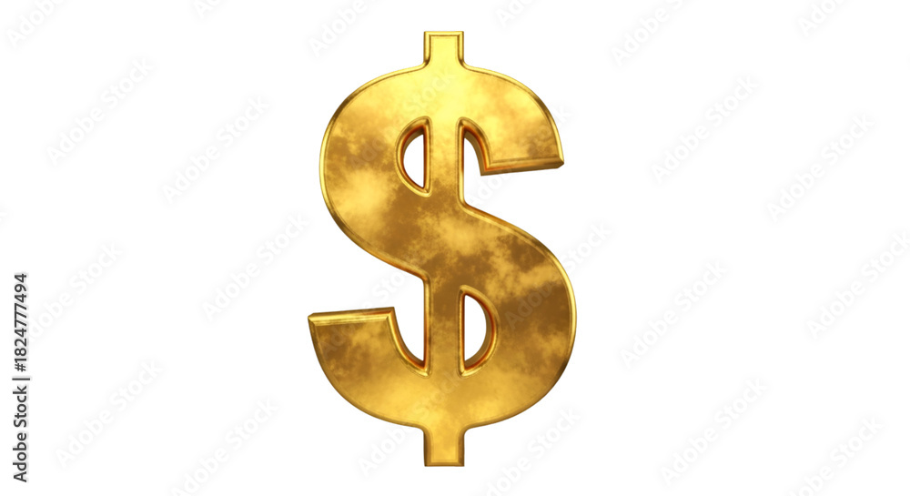 Fototapeta premium Golden Dollar Sign Symbol Isolated on Black money currency
