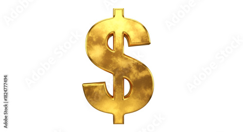 Golden Dollar Sign Symbol Isolated on Black money currency