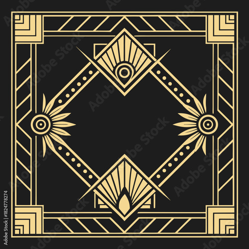 Luxurious 1920s Style Gold and Black Vintage Border
