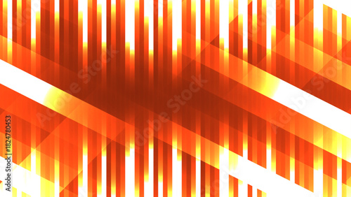 Vibrant Symmetrical Abstract Background with Intersecting Red-Orange and Yellow Stripes and Central Heat Energy Effect