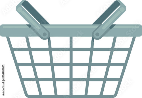 Shopping basket simple illustration with handles designed for carrying items while shopping in stores markets or supermarkets