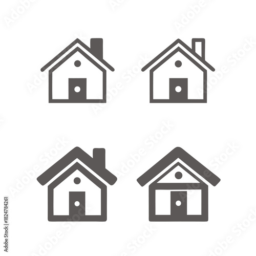 House with two chimneys and windows illustration creates a simple dwelling facade