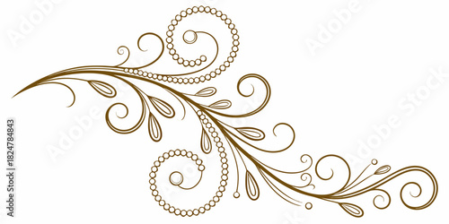 Elegant golden flourish corner enriched with tiny pearl beads embedded between swirling filigree curls, centered on a white background.