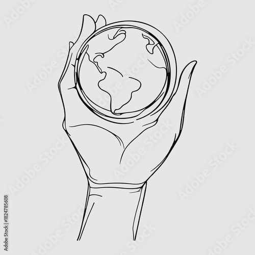 Hand gently holding planet Earth with caring mood symbolizing protection and environmental responsibility 