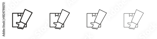 Hand holding box icons vector logo illustration simple design. Web UI design.