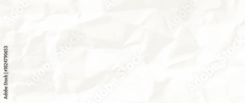 Realistic white blank crumpled paper texture wide background