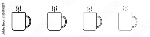 Hot coffee Mug icons vector logo illustration simple design. Web UI design.