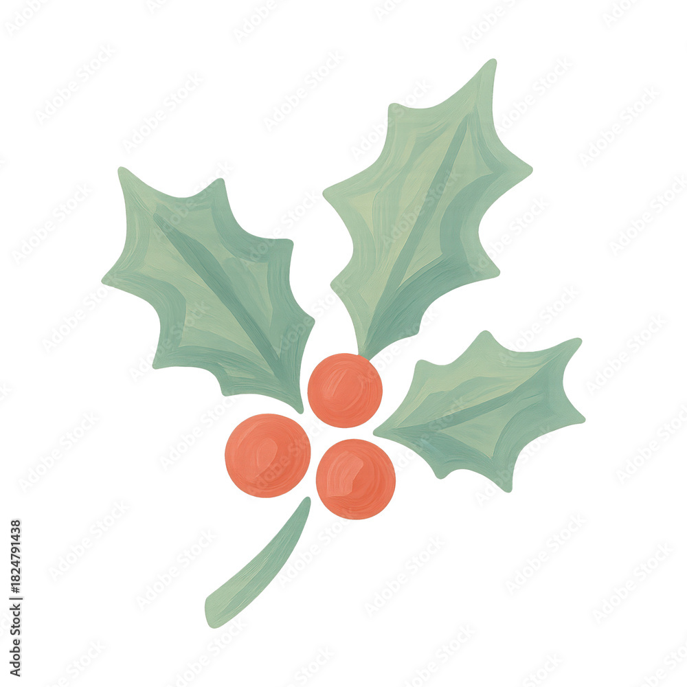 Fototapeta premium PNG Festive holly leaves illustration