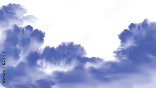 Soft blue realistic smoke haze cloudscape on transparent background