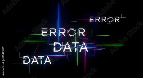 Data error concept illustration of digital disruption and glitch effect