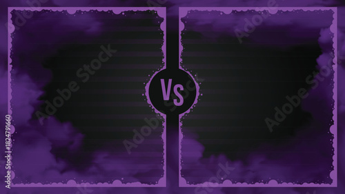Trendy abstract versus event layout with purple smoke haze effect