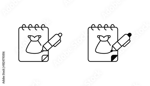 Dress sketch book Oitline Icon Design Stock With White Background