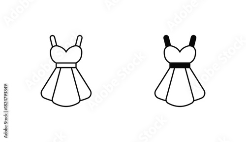 Short dress Oitline Icon Design Stock With White Background