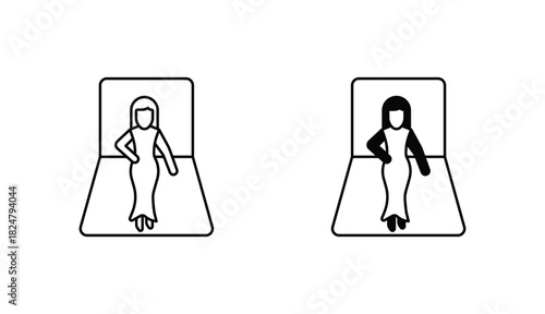 Catwalk Oitline Icon Design Stock With White Background
