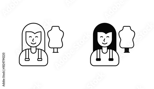 Lady TailorOitline Icon Design Stock With White Background