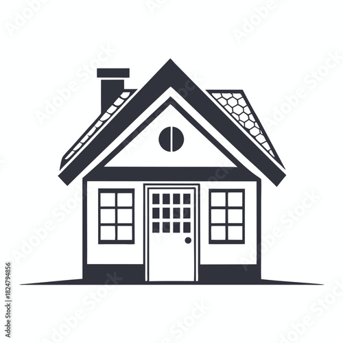 Nine simple house icon variations with different design elements are displayed clearly here